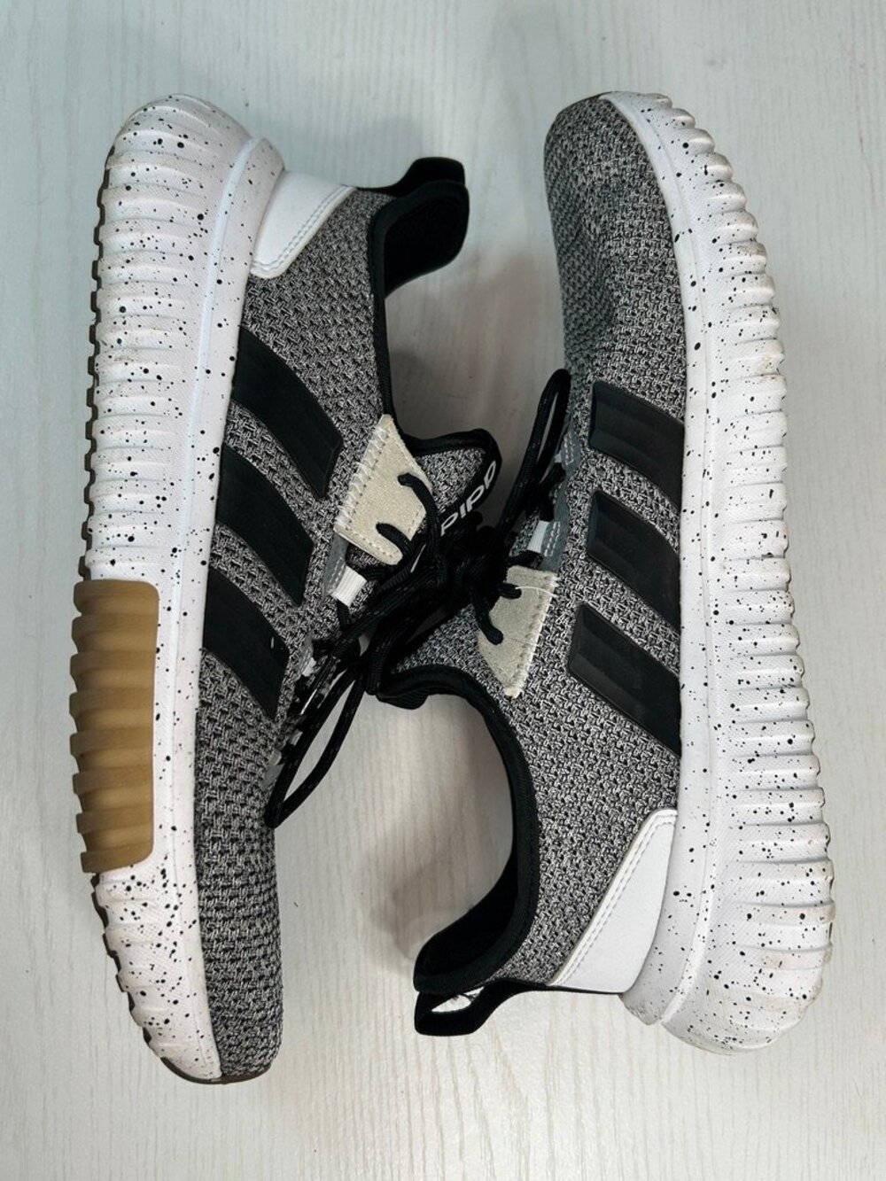 Adidas Gray Black Knit Sneakers Men's Size 8.5 Athletic Casual Streetwear Shoes - Picture 2 of 9